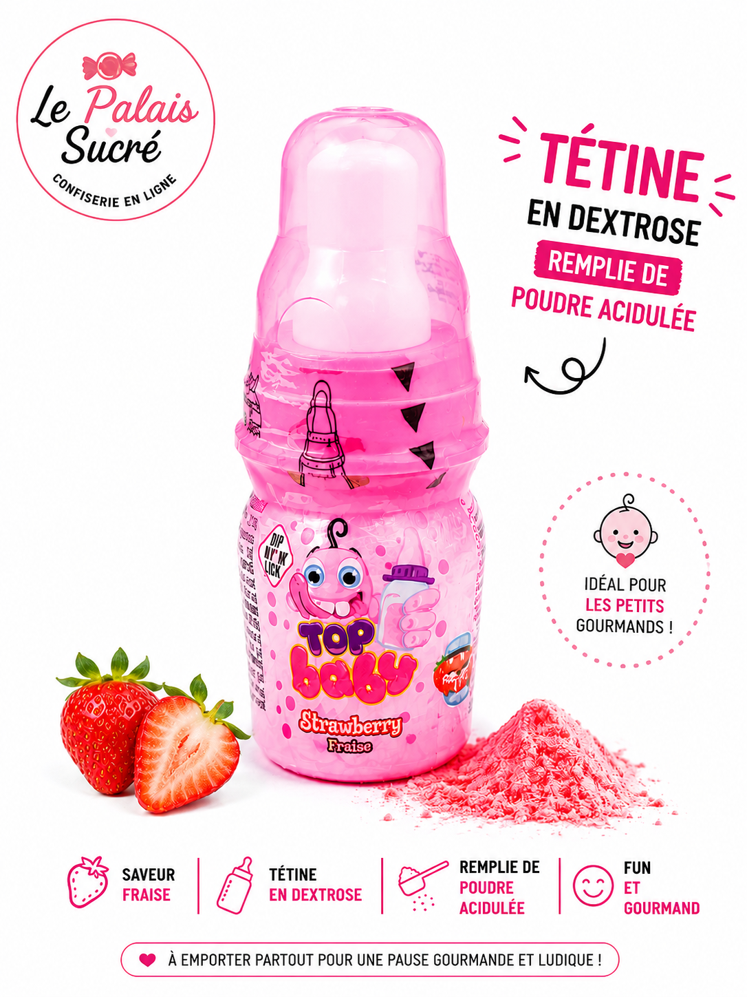 Biberon en Dextrose – Fraise 🍓 x1
